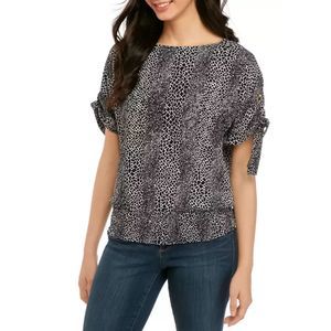 Michael Kors Woman's Short Dolman Sleeve Graphic Snakeskin Kimono Blouse Size 0X